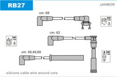 Провода зажигания JanMor RB27 для Renault Safrane 2.0 12V (J7R 734 / J7R 735) / 2.2 (J7T 760 / J7T)