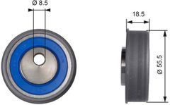 Ролик натяжний Gates T41038 (7808-21039) для Fiat Fullback; Haval H6; Hyundai Sonata / H-1 / Trajet / Santa Fe; Kia Magentis / Sorento; Mitsubishi Lancer / Galant / L200 / Grandis