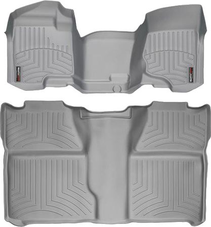 Коврики Weathertech Grey для Chevrolet Silverado (double cab)(mkII)(no 4x4 shifter)(1 row bench)(no storage boxes under 2 row) 2007-2014 - Фото 1