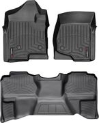 Коврики Weathertech Black для Chevrolet Silverado (extended cab)(mkII)(with 4x4 shifter)(1 row bench)(no storage boxes under 2 row) 2007-2014 - Фото 1