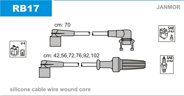 Дроти запалювання Janmor RB17 для Renault 25 2.8 V6 (Z7W 700) / Espace 2.8 V6 (Z7W 712 / Z7W 713) - Фото 1