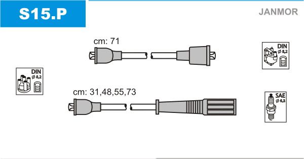 Провода зажигания JanMor S15G для Москвич 412 / 427 / 2140; АЗЛК 2137 / 2140 - Фото 1
