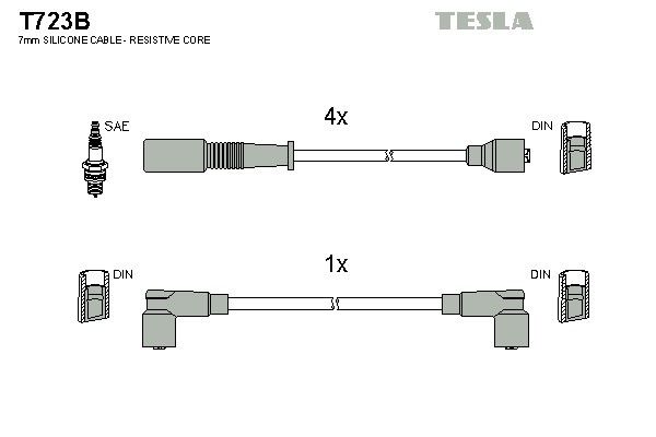 Дроти запалювання Tesla T723B для Fiat Tempra / Tipo; Lancia Dedra / Thema (1.8 / 2.0) (159A4.046; 835A2.000; 834B1.000) - Фото 2