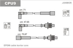 Дроти запалювання Janmor CPU9 для Citroen BX 1.5 / 1.6 / 1.9; Peugeot 205 1.6 / 309 (1.6 / 1.9) / 405 (1.6 / 1.9)