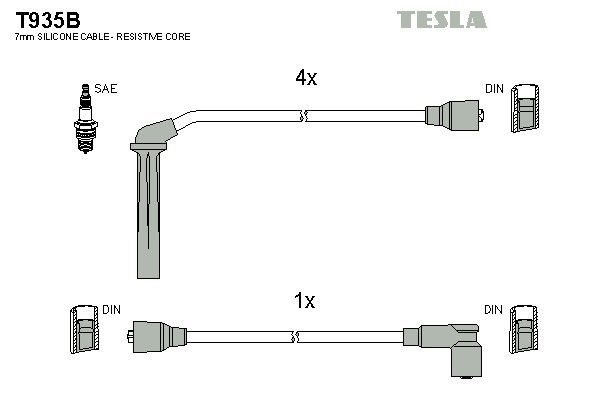 Дроти запалювання Tesla T935B для Saab 900 / 9000 (2.0) (B202XL; B202I; B202) - Фото 2