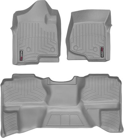 Коврики WeatherTech Grey для Chevrolet Silverado (mkII)(extended cab)(no 4x4 shifter)(1 row bucket)(no storage boxes under 2 row) 2007-2014 - Фото 1