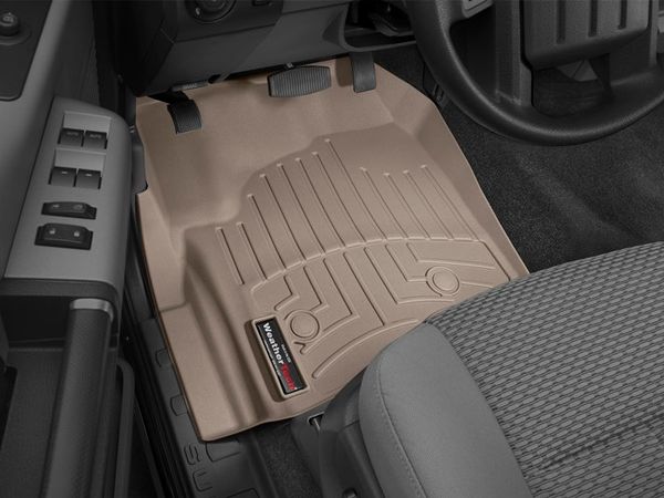 Коврики Weathertech Beige для Ford Super Duty (extended & double cab)(mkIII)(no 4x4 shifter)(raised dead pedal)(2 pcs.)(1 row) 2012-2016 automatic - Фото 2