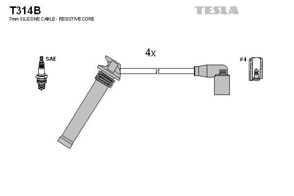 Дроти запалювання Tesla T314B для Chery A3 / A5 / Elara / M11 / Tiggo (1.6 / 1.8i)(SQR481F; SQR481FC) - Фото 2