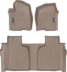 Коврики Weathertech Beige для Chevrolet Silverado (mkIV); GMC Sierra (mkV)(crew cab)(1 row bucket)(with storage under 2 row) 2019→