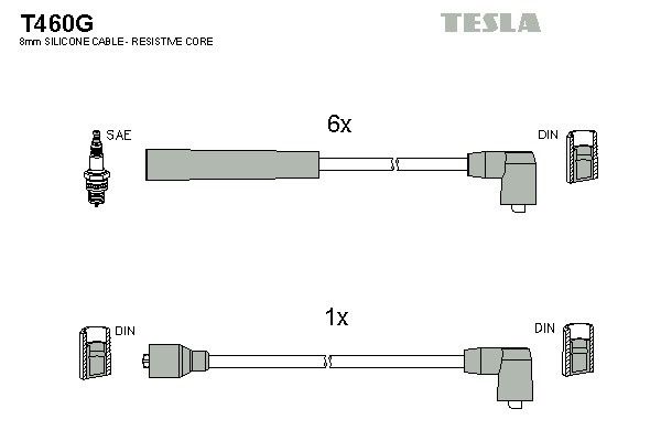 Дроти запалювання Tesla T460G для Ford Capri 2.0 / 2.3 / 3.0 (YYE; HYF; NEN; NYL; YYN; TL20LNM) - Фото 2