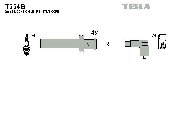 Дроти запалювання Tesla T554B для Fiat Croma 2.0 (154E1.000); Lancia Kappa 2.0 / Thema 2.0 (838A4.000; 834F1.000; 834F2.000) - Фото 2