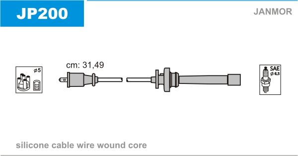 Дроти запалювання Janmor JP200 для Chrysler Sebring 2.4 SOHC; Dodge Stratus 2.4 SOHC; Mitsubishi - Фото 1