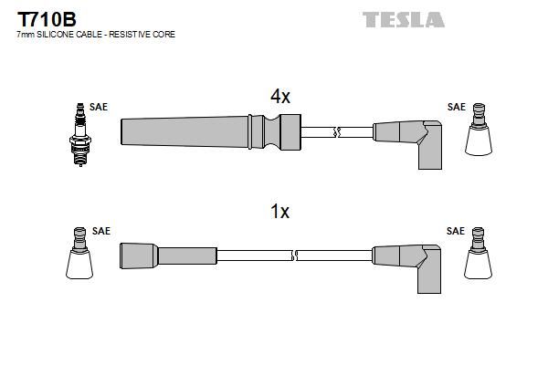 Дроти запалювання Tesla T710B для Daewoo Espero / Nexia 1.5 16V (A15MF; F16D3; V15L) - Фото 2