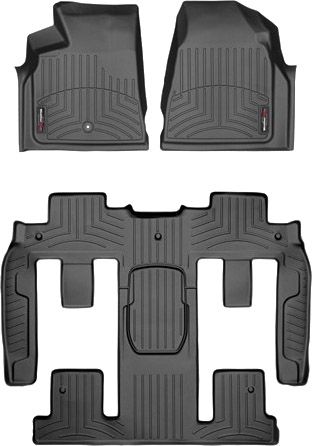 Коврики Weathertech Black для GMC Acadia; Buick Enclave (mkI)(1 fixing post)(1-2-3 row)(2 row bucket seats) 2007-2008 - Фото 1