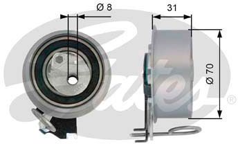 Ролик натяжний Gates T43135 (7784-21111) для Hyundai Coupe, Elantra, i30, Matrix, Tiburon, Trajet, Tucson; Kia Ceed, Cerato, Pro Ceed, Sportage - Фото 1