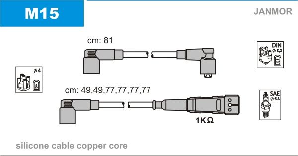 Дроти запалювання Janmor M15 для Mercedes-Benz SL-Class (R107)(3.0SL)(M103.982) - Фото 1