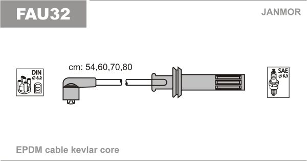 Дроти запалювання Janmor FAU32 для Lancia Delta 2.0 16V HF EVO Integrale (831 E5.000 / 831 E5.046) - Фото 1