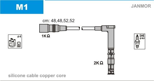 Провода зажигания Janmor M1 для Mercedes-Benz (W124; S124)(2.0 / 2.0TE) - Фото 1