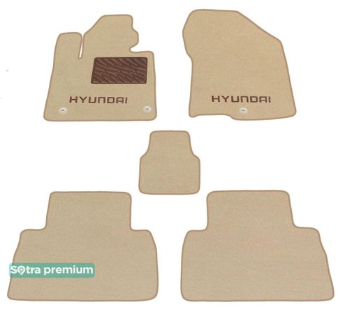 Двошарові килимки Sotra Premium Beige для Hyundai Santa Fe (mkIV) 2018-2020 - Фото 1