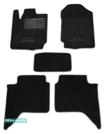 Двошарові килимки Sotra Classic Black для Ford Ranger (mkIII) 2011-2022 - Фото 1