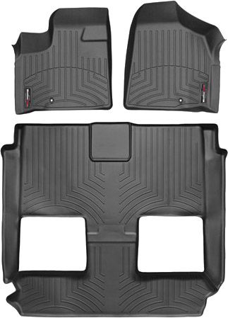 Коврики Weathertech Black для Dodge / Chrysler Grand Caravan (mkV)(1-2-3 row)(with console)(2 row bucket Stow & Go seats) 2012→ - Фото 1