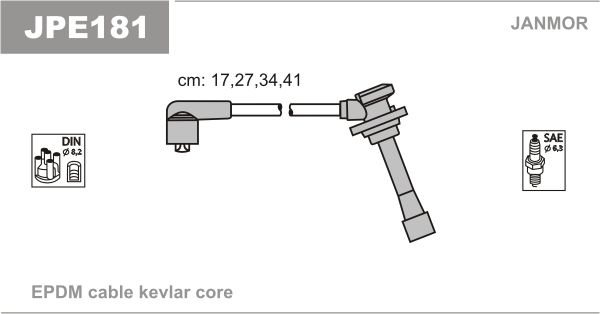 Дроти запалювання Janmor JPE181 для Kia Carens 1.6 (GA6D) / Rio 1.5 / 1.6 / Shuma - Фото 1