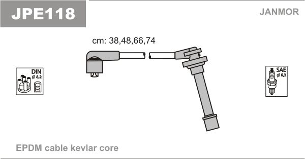 Дроти запалювання Janmor JPE118 для Nissan 100NX 1.6 SR (GA16DE) / Almera 1.4GX / 1.4LX (GA14DE) / 1.6 - Фото 1