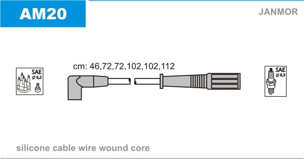 Провода зажигания Janmor AM20 для Buick Century 3.3 (LG7) / Rivera 3.9 / Skylark 3.3 V6 (LG7) - Фото 1