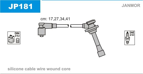 Дроти запалювання Janmor JP181 для Kia Carens 1.6 (GA6D) / Rio 1.5 / 1.6 / Shuma - Фото 1