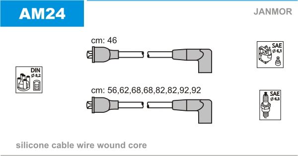 Дроти запалювання Janmor AM24 для Chevrolet Camaro 5.7 / Corvette 5.7 (LT1); Pontiac Firebird 5.7 - Фото 1