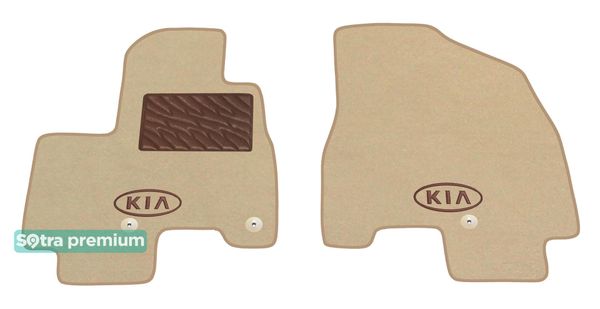 Двошарові килимки Sotra Premium Beige для Kia Carnival (mkIII)(1 ряд) 2014-2021 - Фото 1