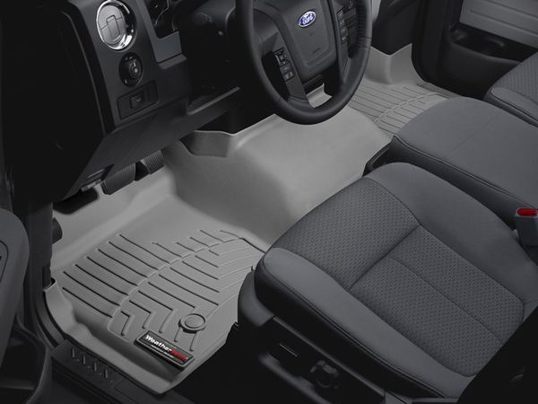 Коврики WeatherTech Grey для Ford F-150 (mkXII)(double cab)(no 4x4 shifter)(1 row - 1pc)(with not full console)(with air vents to 2 row)(2 fixing posts) 2010-2014 - Фото 2