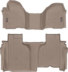 Коврики Weathertech Beige для Chevrolet Silverado (mkIV); GMC Sierra (mkV)(double cab)(1 row bench)(no storage under 2 row) 2019→