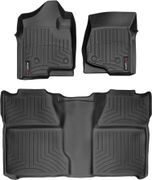 Коврики Weathertech Black для Chevrolet Silverado (double cab)(mkII)(no 4x4 shifter)(1 row bucket)(no storage boxes under 2 row) 2007-2014 - Фото 1