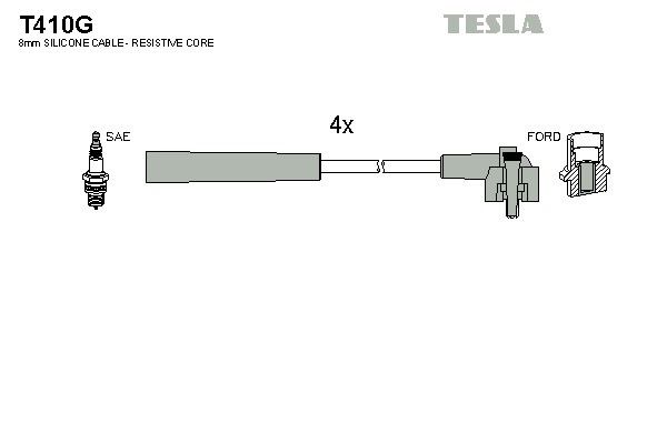 Провода зажигания Tesla T410G для Ford Escort (1.1 / 1.3 / 1.6XR3i ) / Fiesta (1.0 / 1.1 / 1.3) / Orion (1.3 / 1.6 / 1.6i) - Фото 2