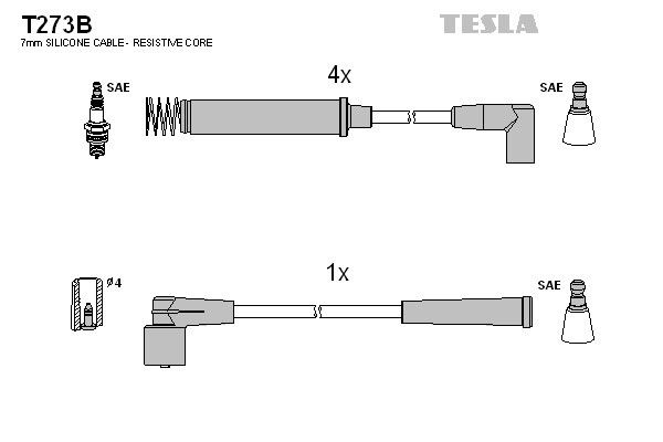 Дроти запалювання Tesla T273B для Opel Corsa (A) 1.2i / 1.4i / 1.6i (C12NZ; C14NZ; E16SE) - Фото 2