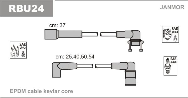 Дроти запалювання Janmor RBU24 для Renault 19 1.7 (F3N 742 / F3N 743 / F3N 746 / F3N 740 / F3N 741) / Clio - Фото 1