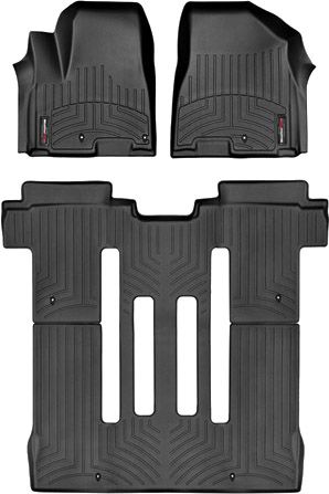 Коврики Weathertech Black для Kia Carnival/Sedona (mkIII)(1-2-3 row)(2 row Removable Centre Seat)(no rear entertainment system) 2015→ - Фото 1