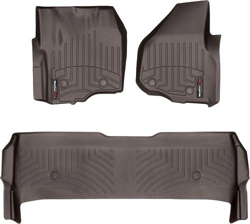 Коврики Weathertech Choco для Ford Super Duty (double cab)(mkIII)(no 4x4 shifter)(1 row - 2pcs.)(raised dead pedal) 2012-2016 automatic - Фото 1