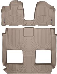 Коврики Weathertech Beige для Dodge / Chrysler Grand Caravan (mkV)(1-2-3 row)(no console)(2 row bucket Stow & Go seats) 2012→