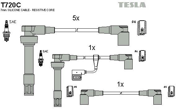 Дроти запалювання Tesla T720C для BMW M5 (E34) 3.6 (S38 B36) / 6-series (E24)(M635CSi) [12121312680] - Фото 2