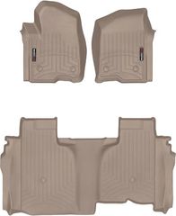 Коврики Weathertech Beige для Chevrolet Silverado (mkIV); GMC Sierra (mkV)(double cab)(1 row bucket)(no storage under 2 row) 2019→