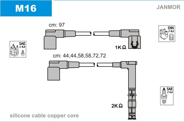 Дроти запалювання Janmor M16 для Mercedes-Benz (W124; C124)(3.0 E-24) - Фото 1