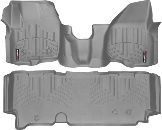 Коврики Weathertech Grey для Ford Super Duty (extended cab)(mkIII)(no 4x4 shifter)(1 row - 1pc.)(raised dead pedal) 2012-2016 automatic - Фото 1