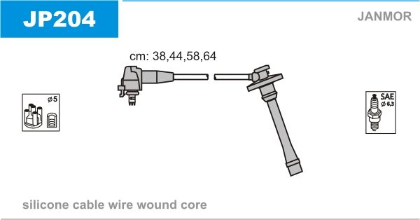 Дроти запалювання Janmor JP204 для Toyota Carina 1.8 / 1.8 16V (7A-FE) - Фото 1
