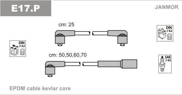 Провода зажигания JanMor E17 для ВАЗ 2108 / 2109 / 21099 / 2110 / 2111 / 2112 (1.5) - Фото 1