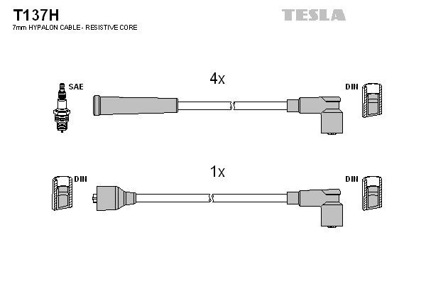 Дроти запалювання Tesla T137H для ЗАЗ 1102 Таврія / 1105 Дана; ЛуАЗ 1301 / 1302 (1.1 / 1.2) (МеМЗ-245 / 2451 / 2457) - Фото 2