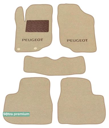 Двошарові килимки Sotra Premium Beige для Peugeot 207 (mkI) 2006-2014 - Фото 1
