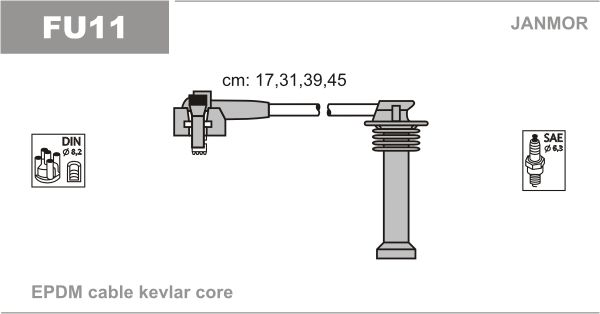 Дроти запалювання Janmor FU11 для Ford Escort 1.6 16V / 1.6 16V XR3I (L1E / L1K / L1H) / 1.8 16V - Фото 2