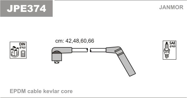 Дроти запалювання Janmor JPE374 для Hyundai Accent 1.5 (G4EC-G); Mitsubishi Colt 1.3GL - Фото 1